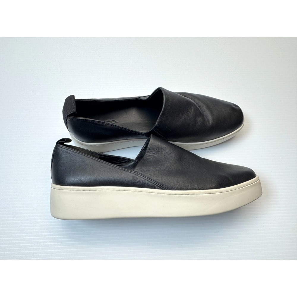 Vince Saxon 2 Slip-on Platform Sneakers Women 9 EUC Leather Flats‎ Comfort Black
